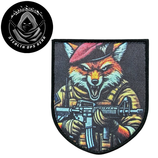 Unleash your creativity with the Fox Commando Embroidery Patch Hook &amp; Loop Stealth Ops Gear! Measuring 8.7x7.4cm and featuring a beautifully embroidered design and secure hook &amp; loop backing, this patch is a must-have for any collector. www.defenceqstore.com.au