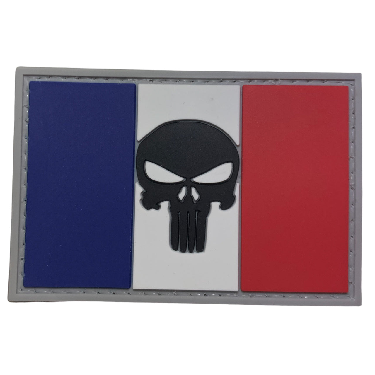 French Flah with Skull PVC Patch, Velcro backed Badge. Great for attaching to your field gear, jackets, shirts, pants, jeans, hats or even create your own patch board.  Size: 7.5x5cm www.defenceqstore.com.au