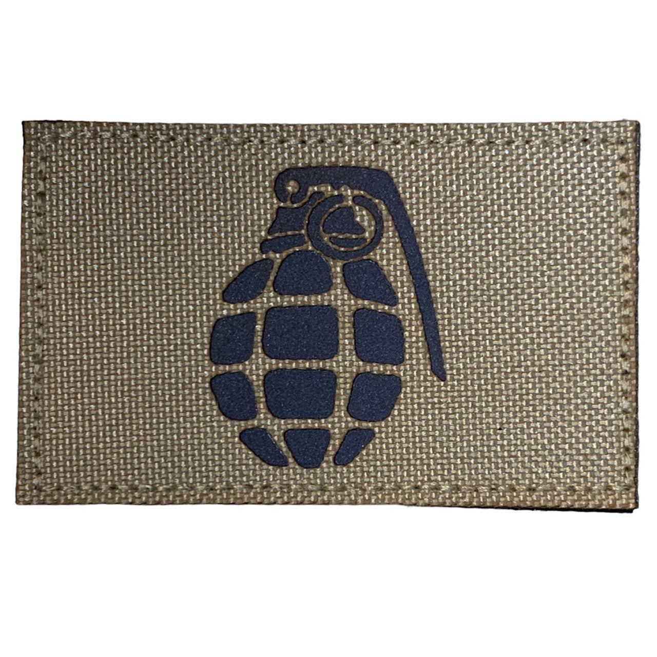 Grenade Laser Cut Tan Patch Hook & Loop.   Size: 8x5cm  HOOK AND LOOP BACKED PATCH(BOTH PROVIDED) www.defenceqstore.com.au