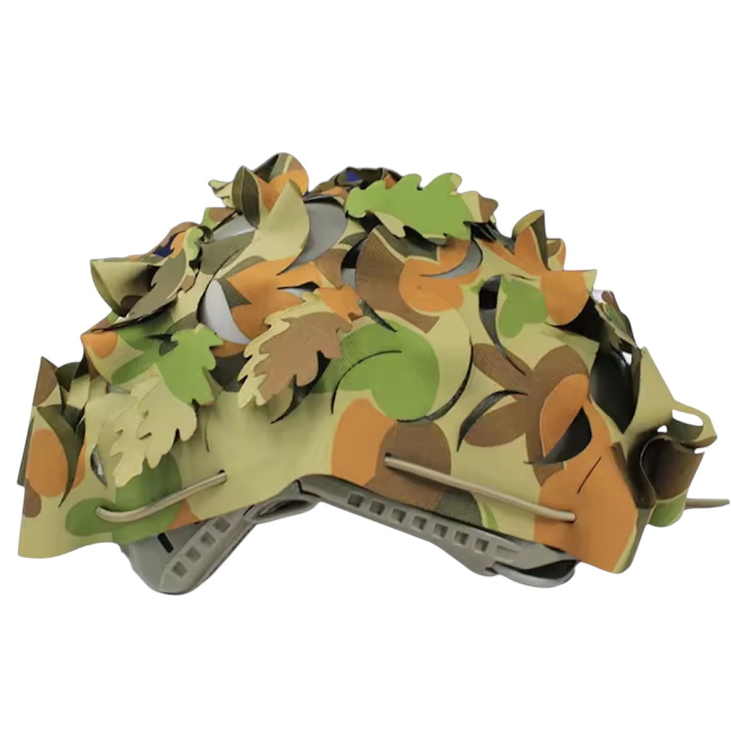 Auscam Tactical Camouflage Helmet Cover — engineered to shatter your helmet's silhouette and keep you concealed in the field. This premium netting disrupts the distinctive outline that gives away your position, delivering genuine tactical advantage when it matters most. www.defenceqstore.com.au