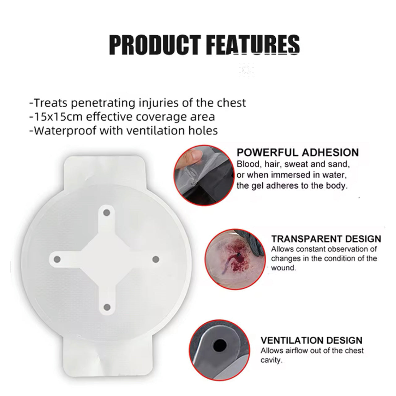 A chest seal is indicated when a patient has penetrating chest trauma from neck to navel, on the front, side or back of the chest. The chest seal doesn't control bleeding inside the chest cavity. Instead, the chest seal prevents air from entering the chest cavity. www.defenceqstore.com.au