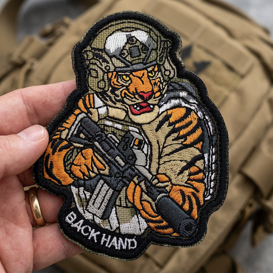Tactical Tiger Light Orange Back Hand Embroidery Patch Hook & Loop