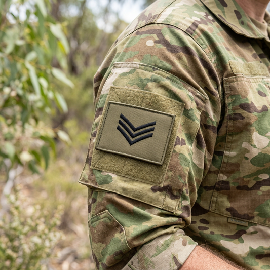 Sergeant Embroidery Velcro Backed Morale Patch Khaki