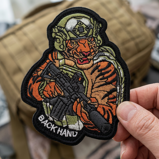 Tactical Tiger Dark Orange Back Hand Embroidery Patch Hook & Loop