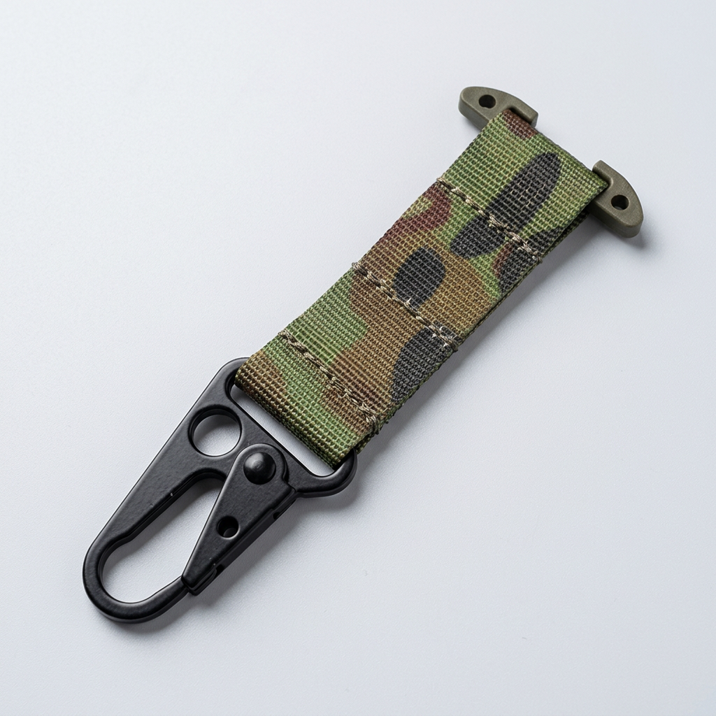 Illustrative studio view of AMC camouflage tactical key holder