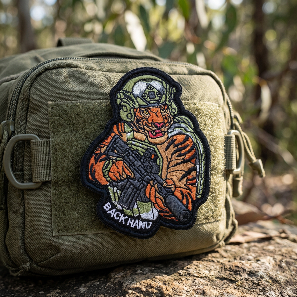 Tactical Tiger Dark Orange Back Hand Embroidery Patch Hook & Loop