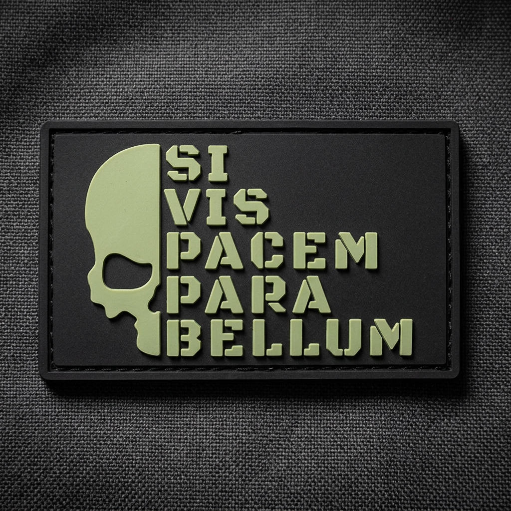 Black Para Bellum PVC patch raised-detail close-up
