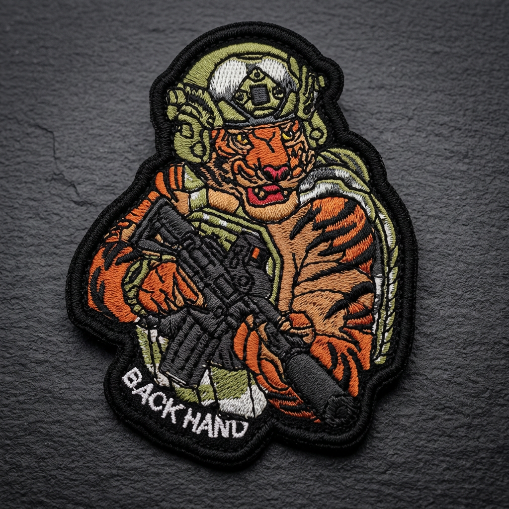 Tactical Tiger Dark Orange Back Hand Embroidery Patch Hook & Loop
