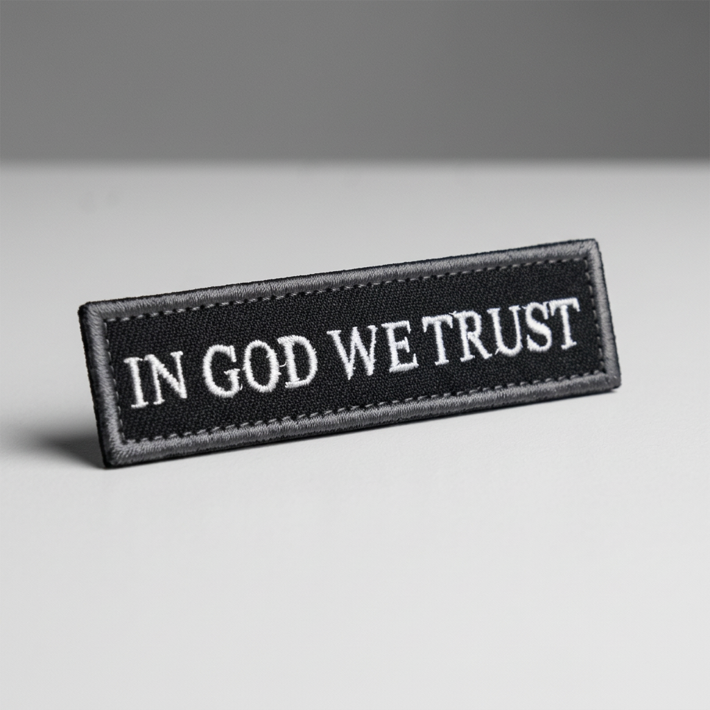 In God We Trust embroidered patch studio view