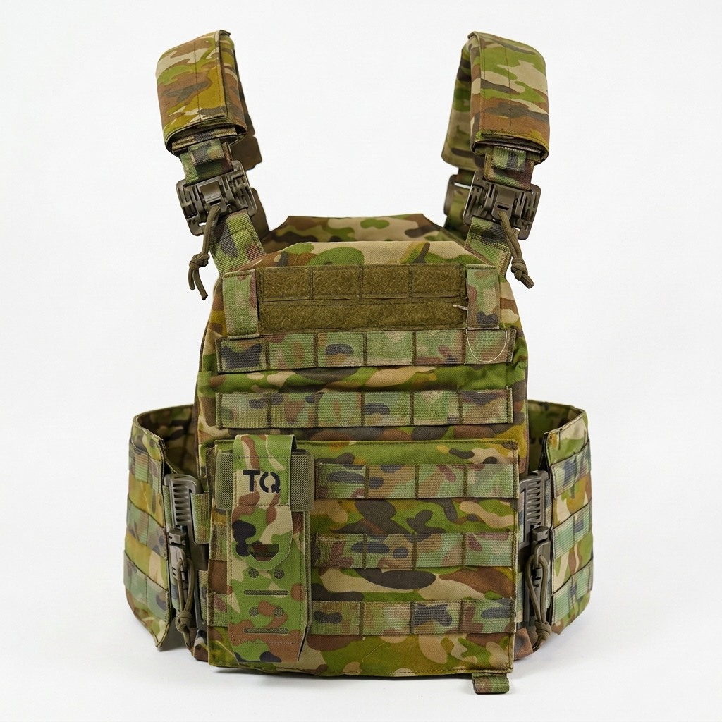 Illustrative tourniquet holder mounted on AMCU carrier, approximate scale