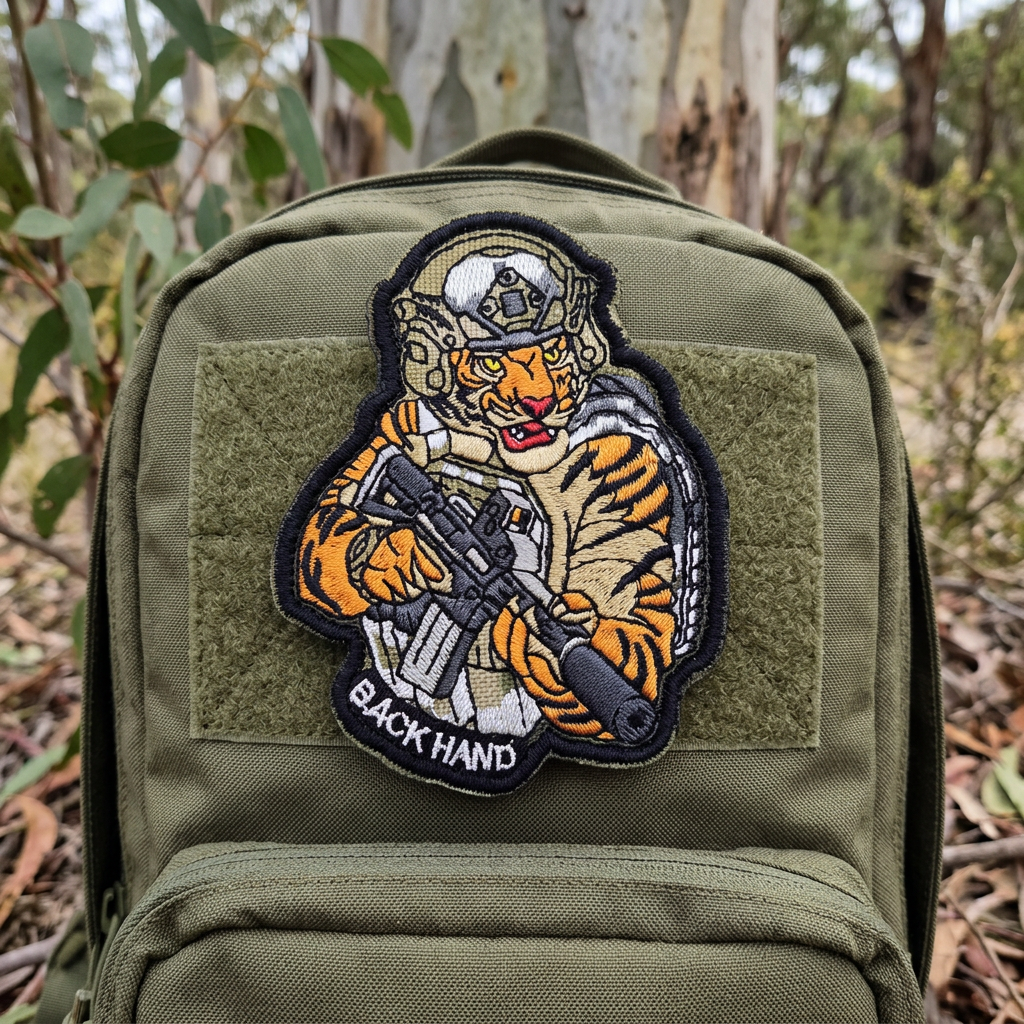 Tactical Tiger Light Orange Back Hand Embroidery Patch Hook & Loop