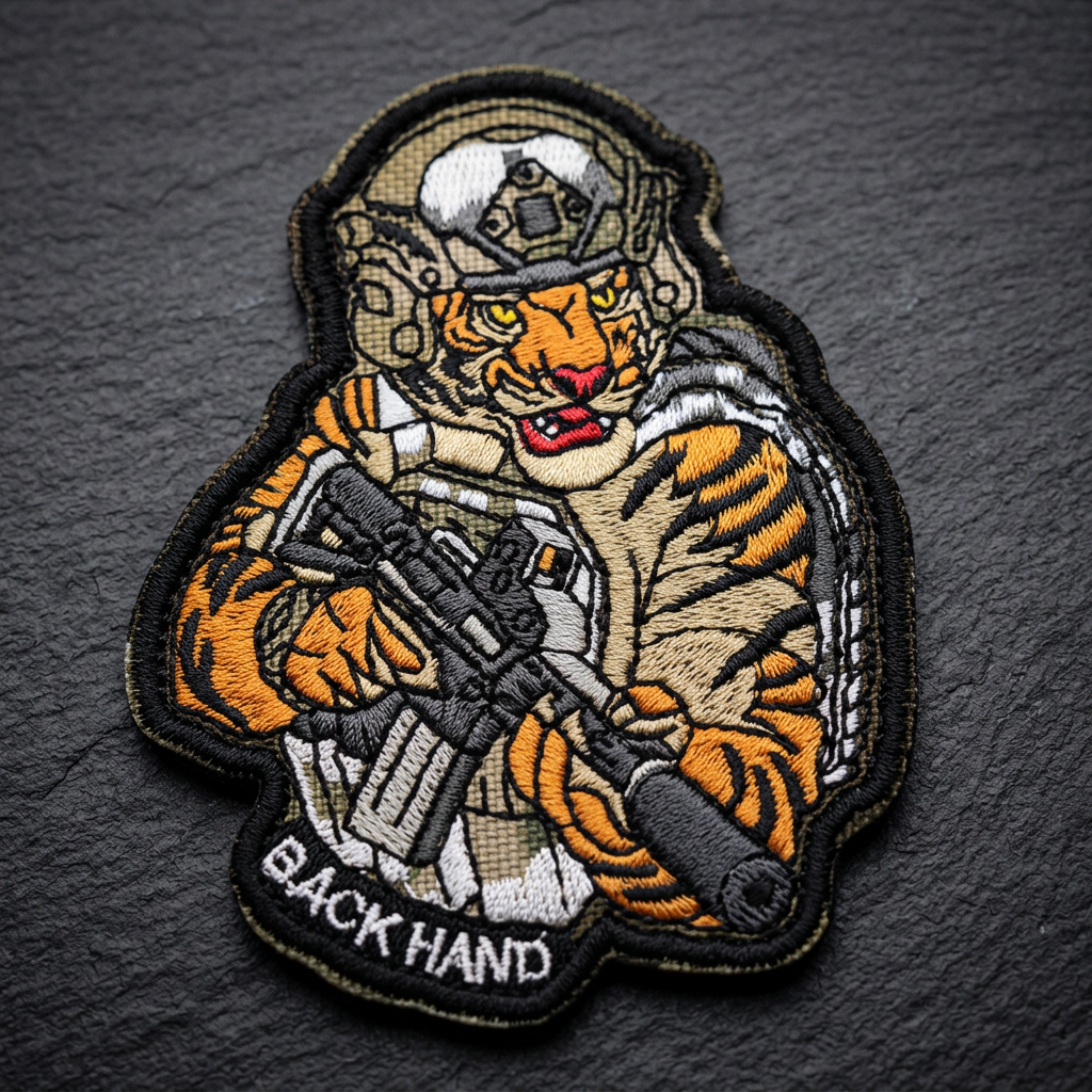 Tactical Tiger Light Orange Back Hand Embroidery Patch Hook & Loop
