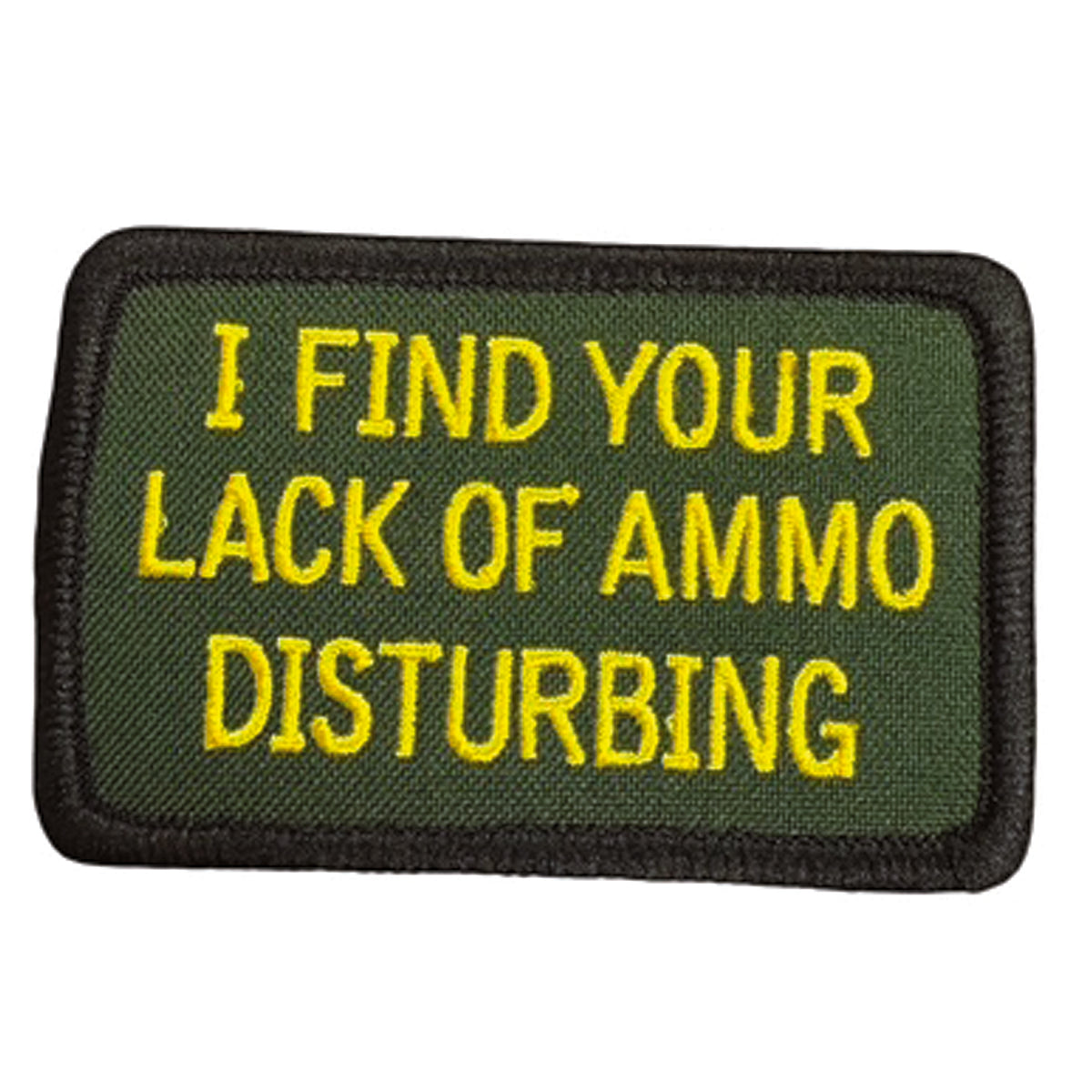 Unleash your attitude with the Lack Of Ammo Embroidery Patch Hook &amp; Loop. Featuring an embroidered design and hook &amp; loop backing, this 8x5cm patch is the perfect addition to your collection. Show off your unapologetic confidence and unique sense of humour with this high-quality product. www.defenceqstore.com.au