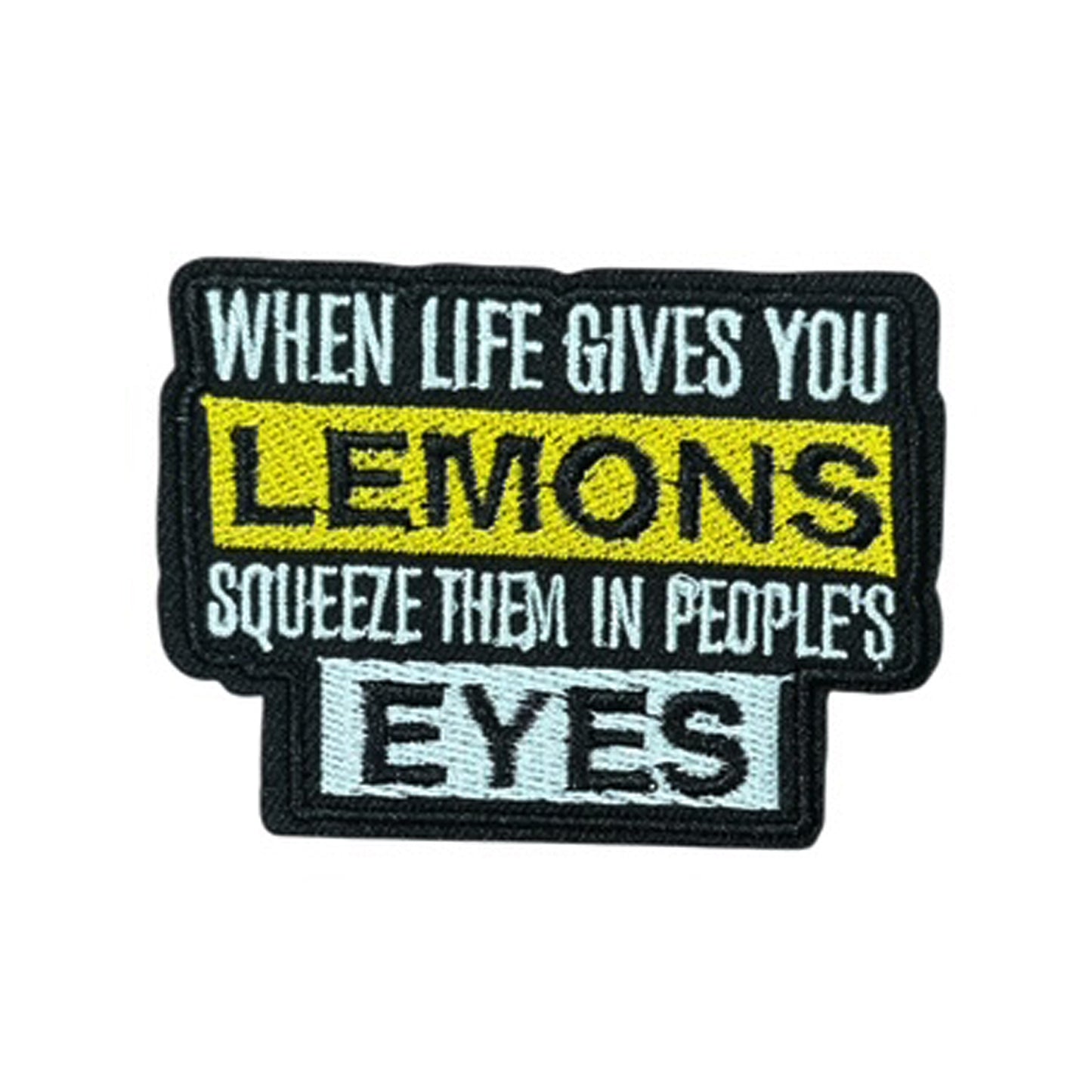 When Life Gives You Lemons Iron On Morale Patch, measuring 7.7x6cm, is a striking and durable addition to personalize your gear with style and toughness. Crafted with high-quality embroidery, this patch features a versatile pattern that blends seamlessly with various tactical and outdoor equipment. www.defenceqstore.com.au