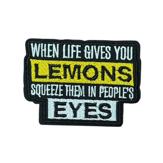 When Life Gives You Lemons Iron On Morale Patch, measuring 7.7x6cm, is a striking and durable addition to personalize your gear with style and toughness. Crafted with high-quality embroidery, this patch features a versatile pattern that blends seamlessly with various tactical and outdoor equipment. www.defenceqstore.com.au