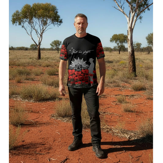 Honour the legacy of Australia's military heritage with this premium tribute tee. Crafted from durable 100% polyester, it's designed to keep you comfortable while you wear your respect. Perfect for veterans, serving members, and those who stand in remembrance—a meaningful way to show your support for those who've served. www.defenceqstore.com.au