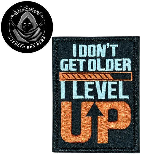 Unleash your creativity with the I Level Up Embroidery Morale Patch Hook &amp; Loop Stealth Ops Gear! Measuring 8.4x6.2cm and featuring a beautifully embroidered design and secure hook &amp; loop backing, this patch is a must-have for any collector. www.defenceqstore.com.au