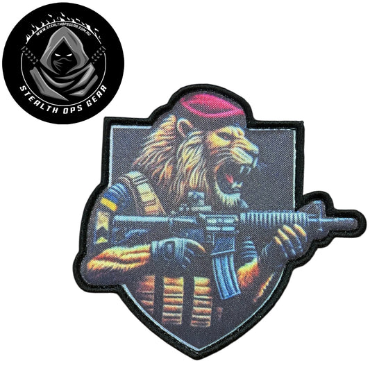 Unleash your creativity with the Lion Commando Embroidery Patch Hook &amp; Loop Stealth Ops Gear! Measuring 8.7x8.6cm and featuring a beautifully embroidered design and secure hook &amp; loop backing, this patch is a must-have for any collector. www.defenceqstore.com.au