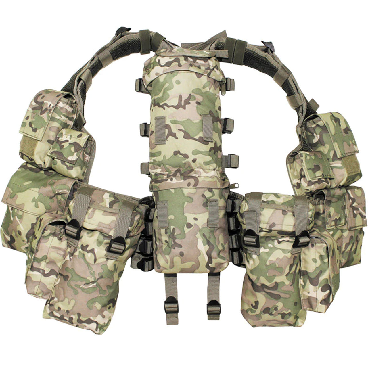 The South African Assault Vest is an all round tactical vest with pockets of varying sizes to hold virtually all your Airsoft accessories and needs. The best feature of the SAAV is the large hip pocket on left and right sides which can be used as dump pockets, utility pouches, spares pouches or any combination of the three. The SAAV also has a long, thin back pouch which can be used for carrying a hydration bladder, spare clothing or water bottle. www.defenceqstore.com.au