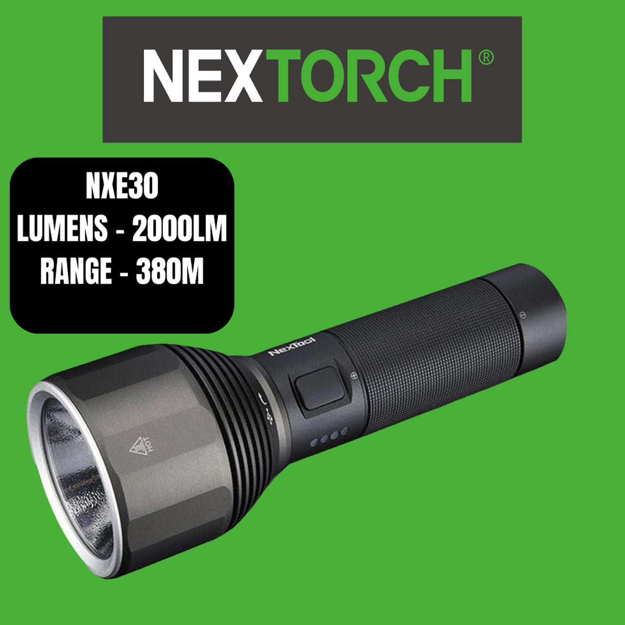 E-Series Rechargeable Torch Long Range High Beam, 6 Modes MAX Lumen: 2000lm MAX Distance: 380m Runtime: HIGH 3h / LOW 140h Battery: 1 x 26650 Battery (Included) Light Source: White Light LED Size: 164 (L) x 59 (Head D) x 34mm (Body D) / Weight: 265g Impact Resistance: 1m / Water Resistance: IPX7 (1m Underwater) www.defenceqstore.com.au