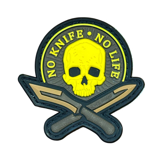 Make a bold statement with the No knife PVC Morale Patch Hook &amp; Loop. This striking 6.5x6cm patch features laser-cut precision detailing that demands attention. Backed with both hook and loop fasteners, it's ready to attach to tactical gear, backpacks, or uniforms instantly. www.defenceqstore.com.au