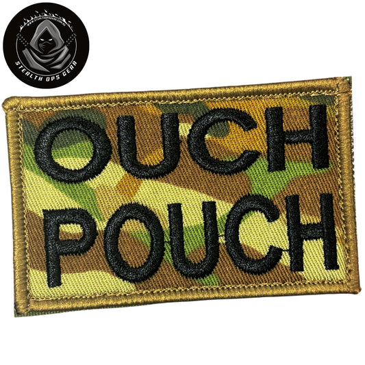 The Ouch Pouch AMCU Velcro Backed Embroidery First Aid Morale Patch - Stealth Ops Gear, measuring 8x5cm, is a striking and durable addition to personalize your gear with style and toughness. www.defenceqstore.com.au