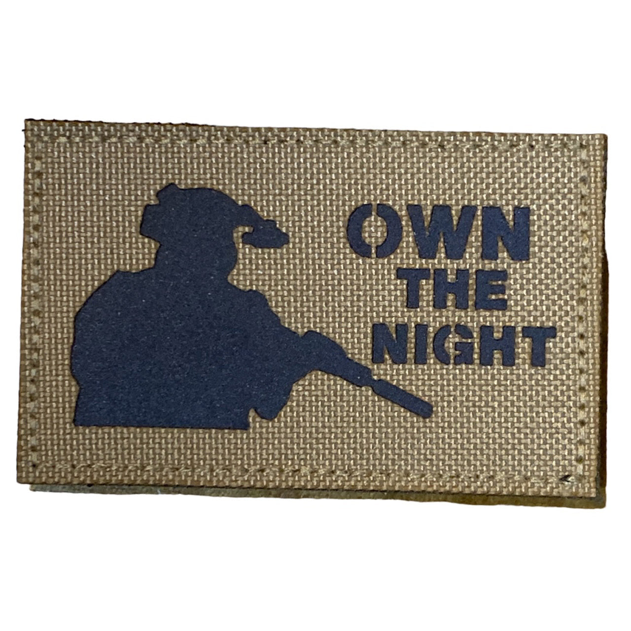 Own The Night Laser Cut Tan Patch Hook & Loop.   Size: 8x5cm  HOOK AND LOOP BACKED PATCH(BOTH PROVIDED) www.defenceqstore.com.au