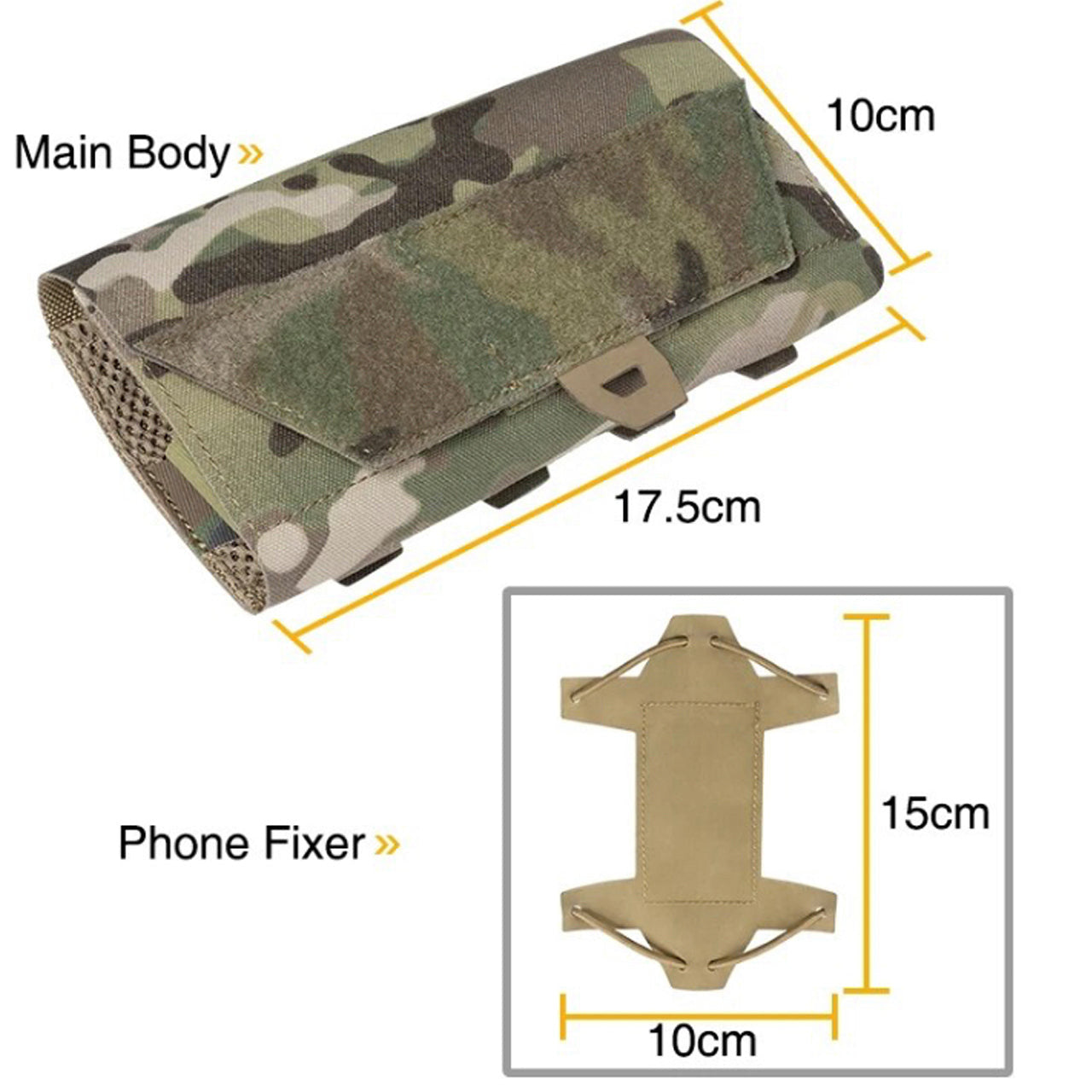 Experience unrivaled protection with the Tactical Phone Case Universal Multicam. Boasting MOLLE capabilities and a front loop panel for patches, it's designed with a secure interior panel to immobilize your phone. An elastic loop accommodates a cylume stick or pen and a hook and loop closure for extra security. The case is complete with an inner mesh layer, perfectly sized for phones between 4.7 and 6.7 inches. www.defenceqstore.com.au