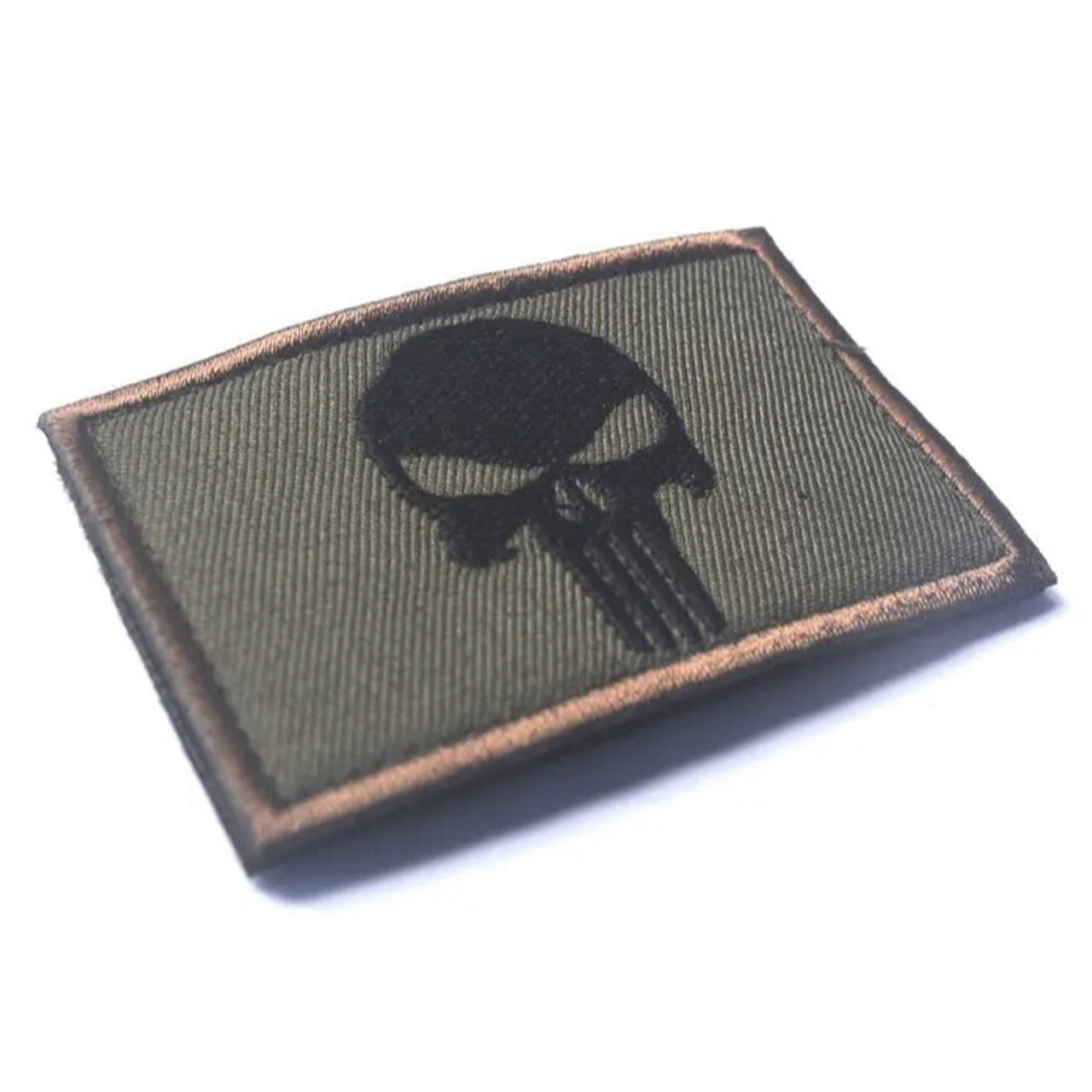 Punisher Skull Black On Green Embroidery Velcro Backed Morale Patch ...