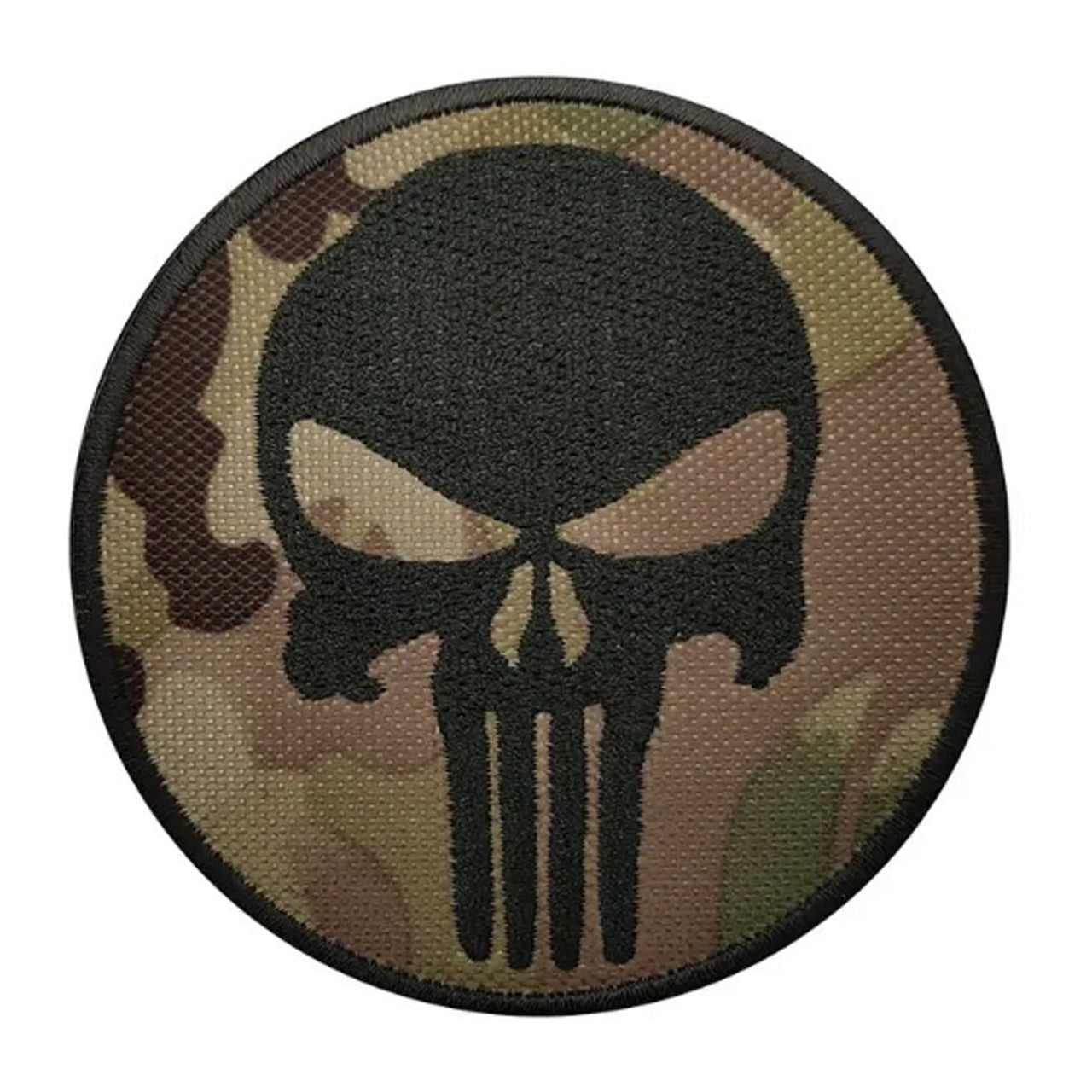 Punisher Skull Black On Multicam Embroidery Velcro Backed Morale Patch ...