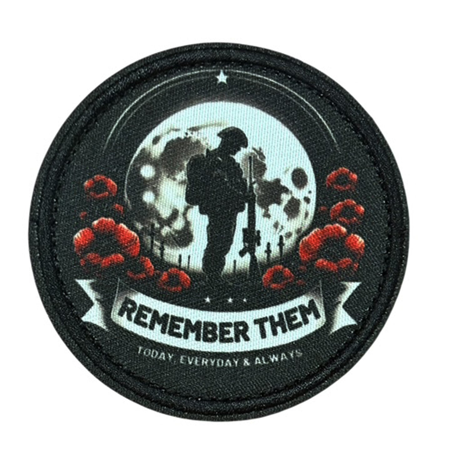 Remember Them Embroidery Morale Patch - Stealth Ops Gear, measuring 8cm, is a striking and durable addition to personalize your gear with style and toughness. Crafted with high-quality embroidery, this patch features a versatile pattern that blends seamlessly with various tactical and outdoor equipment. Its compact size makes it easy to attach to backpacks, jackets, or vests www.defenceqstore.com.au