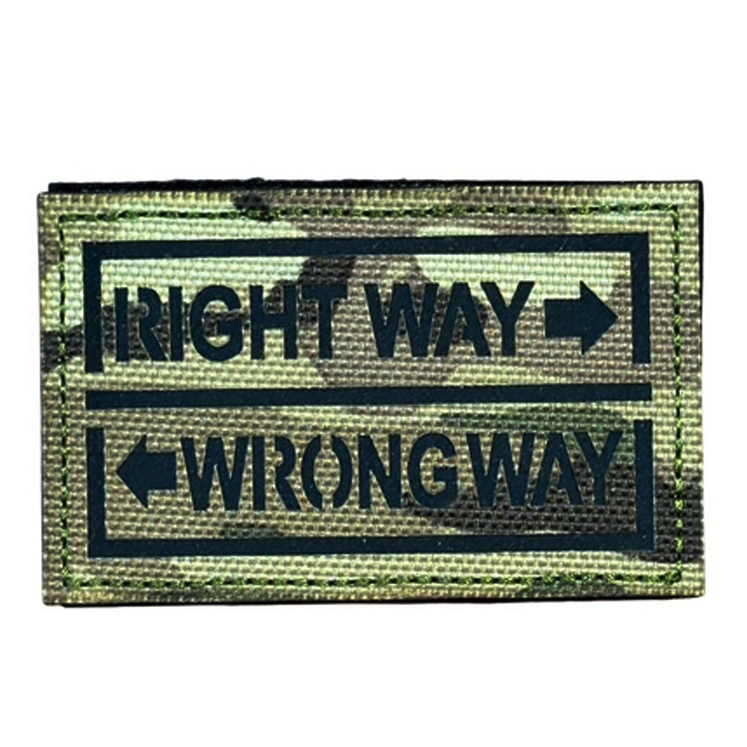 Make a bold statement with the Right Way Wrong Way Laser Cut Multicam Patch. This striking 8x5cm patch features laser-cut precision detailing that demands attention. Backed with both hook and loop fasteners, it's ready to attach to tactical gear, backpacks, or uniforms instantly. www.defenceqstore.com.au