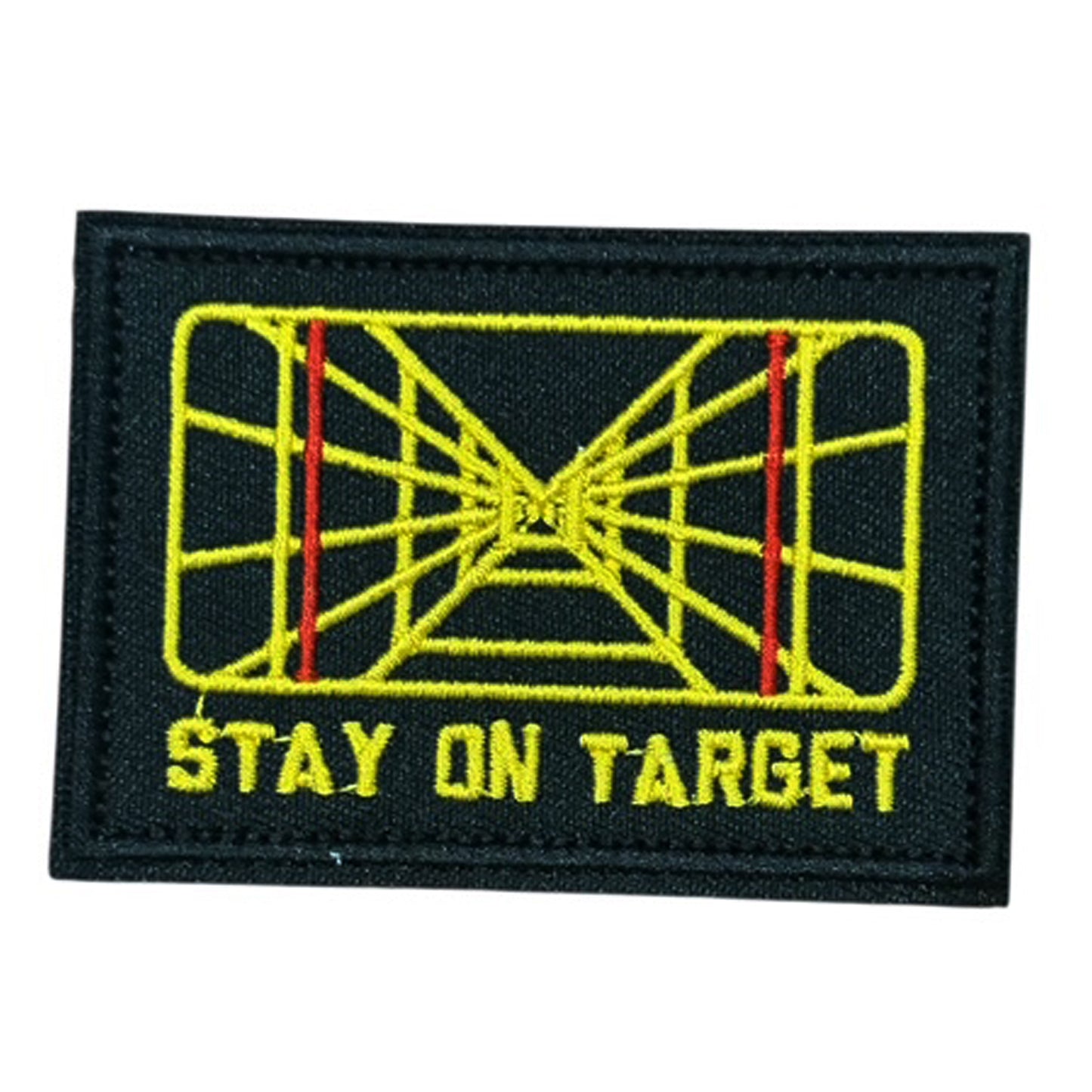 Stay On Target Screen Embroidery Morale Patch - Stealth Ops Gear, measuring 8x5.5cm, is a striking and durable addition to personalize your gear with style and toughness. www.defenceqstore.com.au
