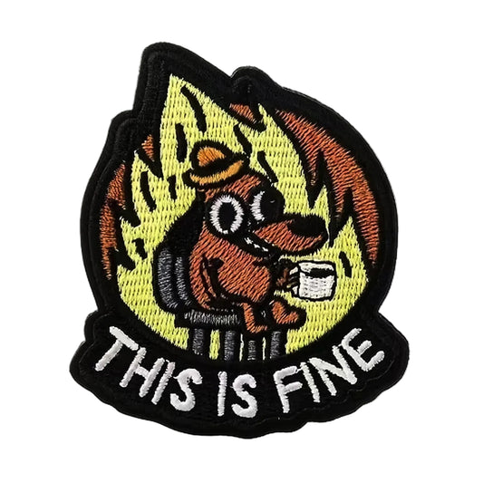 Unleash your creativity with the This Is Fine Embroidery Patch Hook &amp; Loop! Measuring 7.7x6.5cm and featuring a beautifully embroidered design and secure hook &amp; loop backing, this patch is a must-have for any collector. www.defenceqstore.com.au