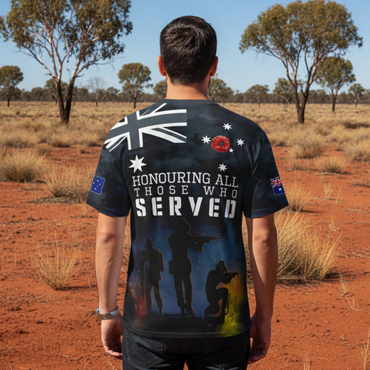 Pay tribute to those who served with this meaningful tee crafted from durable 100% polyester. The "Honour The Fallen Lest We Forget" design carries a powerful message of remembrance, making it an ideal choice for commemorative occasions, ANZAC events, or everyday wear that sparks important conversations. Comfortable, versatile, and built to last. www.defenceqstore.com.au