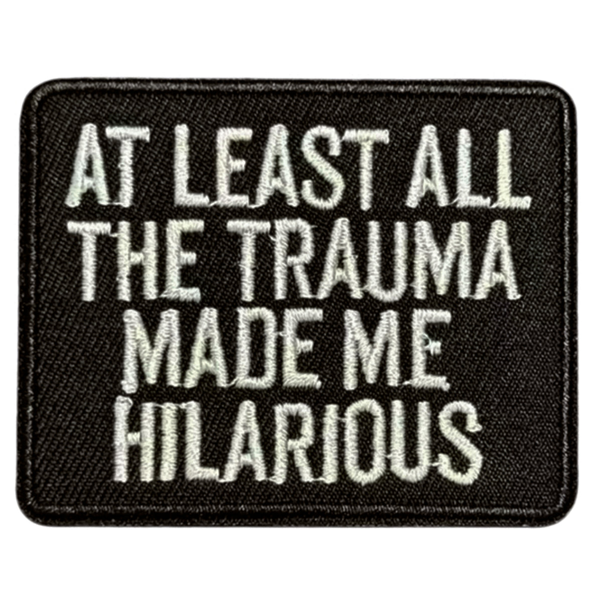Transform into your strongest self with the At Least All The Trauma Morale Patch Plain Backed Iron On Patch, measuring 6.6x5.4cm! Unleash your inner power and conquer every challenge with confidence and style. www.defenceqstore.com.au