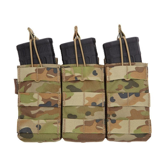 The Valhalla&nbsp;Triple Mag Pouch&nbsp;is an easy and effective way to carry your magazines. It does this by utilizing an open-top design with elastic bungee cords with easy pull tabs to hold the mags in place. www.defenceqstore.com.au