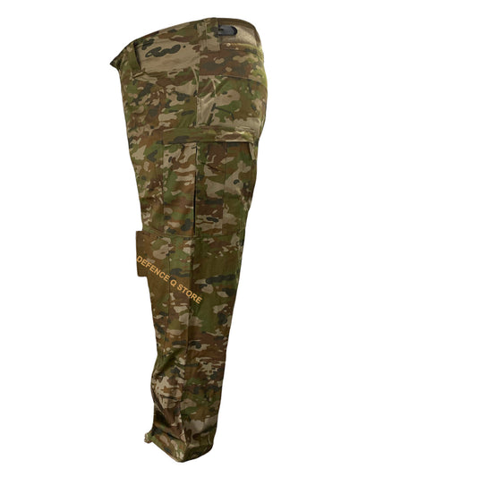 The Army Tactical Trousers AMCU are designed with AMC compatible military pattern, featuring cargo pockets with zips on the legs, an adjustable waist with wide belt loops, and elastic trouser ties with a toggle at the ankles. The groin area is made of elastic material for added comfort and movability, while padding through the waistband maintains a similar design to standard military trousers. Made with 100% cotton, the trousers come in a stylish AMC color. www.defenceqstore.com.au