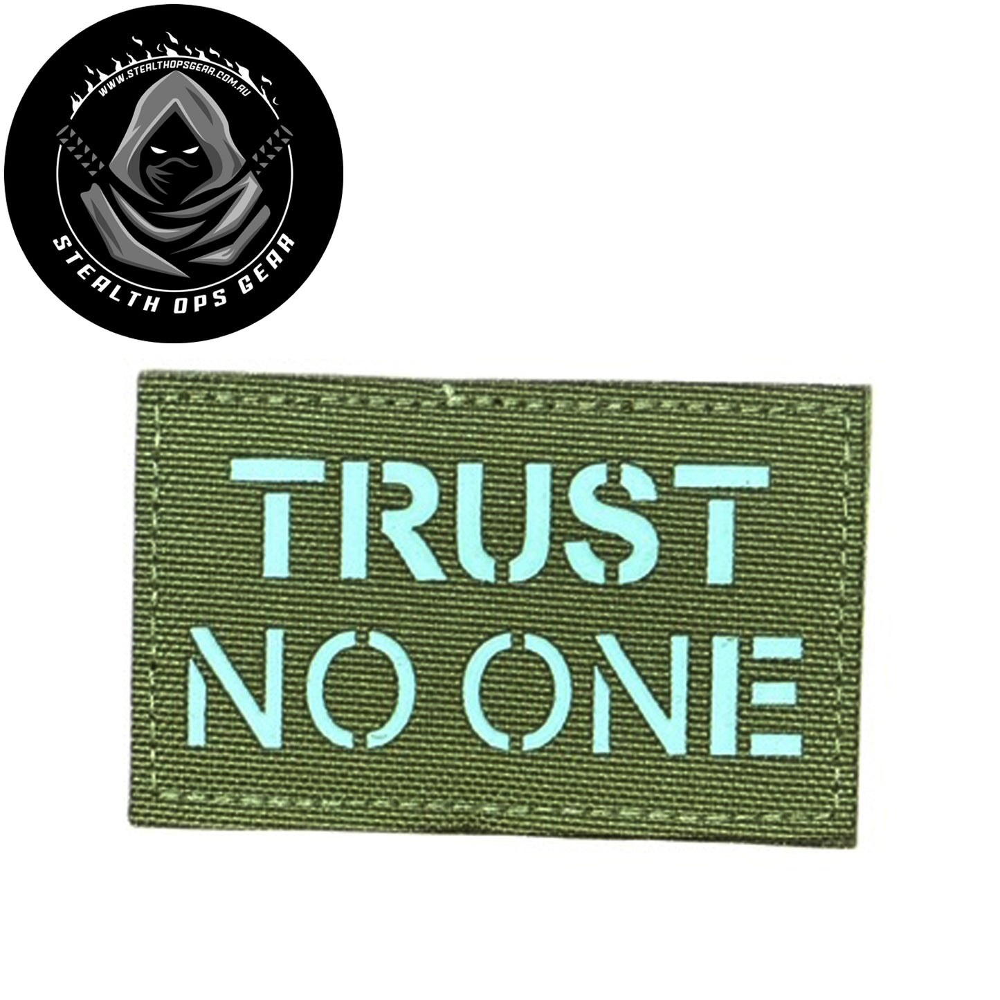 Trust No One Laser Cut Coyote Morale Patch - Stealth Ops Gear, measuring 8x5cm, is a striking and durable addition to personalize your gear with style and toughness. Crafted with high-quality material, this patch features a versatile pattern that blends seamlessly with various tactical and outdoor equipment. www.defenceqstore.com.au