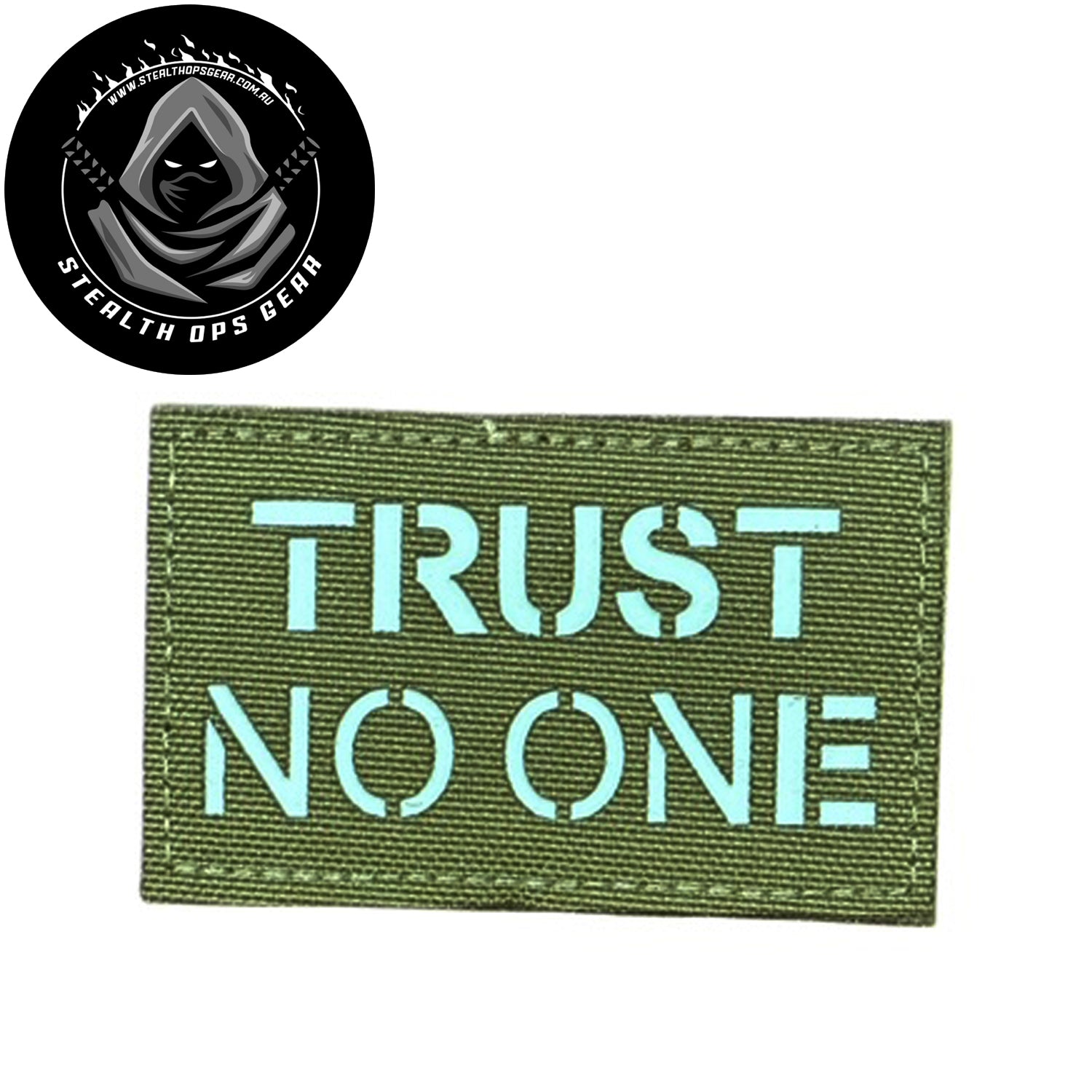 Trust No One Laser Cut Coyote Morale Patch - Stealth Ops Gear, measuring 8x5cm, is a striking and durable addition to personalize your gear with style and toughness. Crafted with high-quality material, this patch features a versatile pattern that blends seamlessly with various tactical and outdoor equipment. www.defenceqstore.com.au