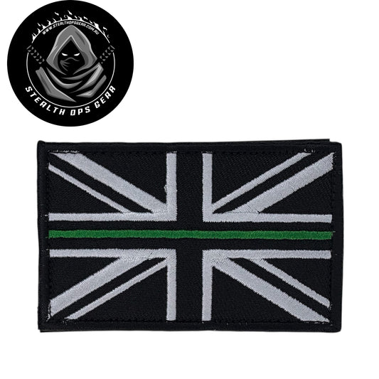 UK Thin Green Line Embroidery Morale Patch - Stealth Ops Gear, measuring 8x5cm, is a striking and durable addition to personalize your gear with style and toughness. Crafted with high-quality embroidery, this patch features a versatile pattern that blends seamlessly with various tactical and outdoor equipment. www.defenceqstore.com.au