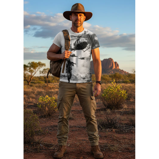 Commemorate the legacy of air force operations with this striking Combined Forces Vietnam Shirt. Featuring iconic helicopter imagery and military insignia, it captures the courage and camaraderie of those who served. www.defenceqstore.com.au