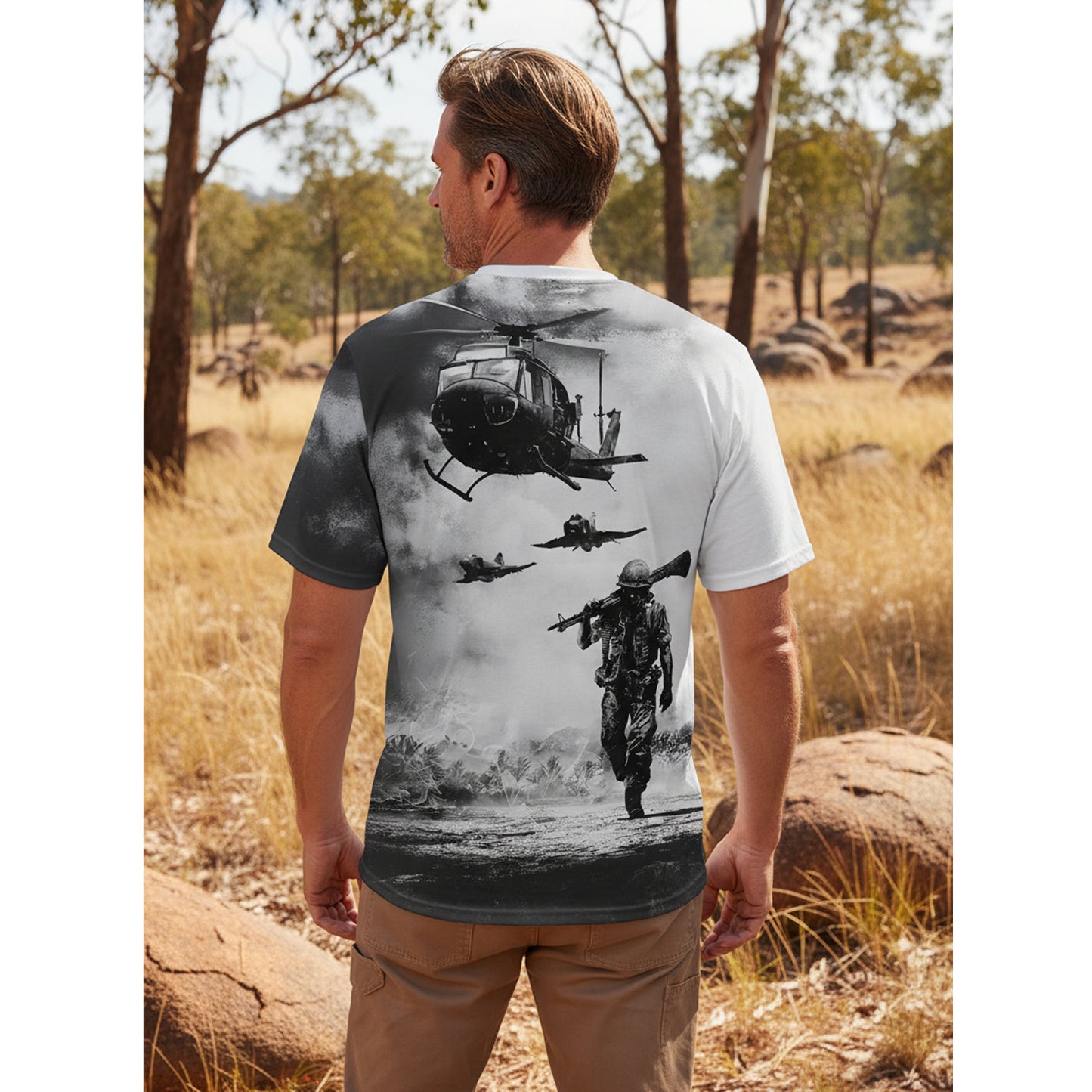 Commemorate the legacy of air force operations with this striking Combined Forces Vietnam Shirt. Featuring iconic helicopter imagery and military insignia, it captures the courage and camaraderie of those who served. www.defenceqstore.com.au