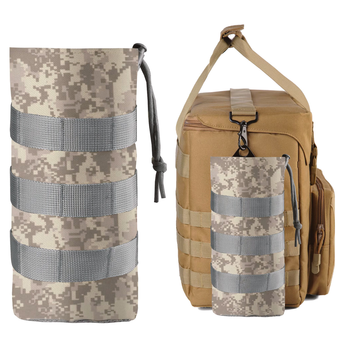 Keep your hydration within arm's reach with the MOLLE Water Bottle Pouch ACU. Engineered for tactical versatility, this rugged pouch integrates seamlessly with MOLLE webbing on backpacks, vests, and gear.  www.defenceqstore.com.au