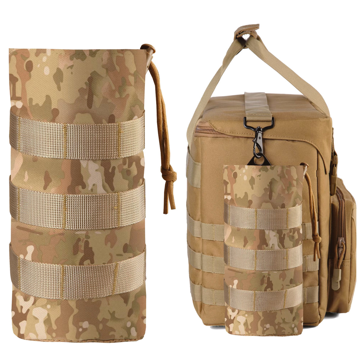 Keep your hydration within arm's reach with the MOLLE Water Bottle Pouch Multicam. Engineered for tactical versatility, this rugged pouch integrates seamlessly with MOLLE webbing on backpacks, vests, and gear.  www.defenceqstore.com.au
