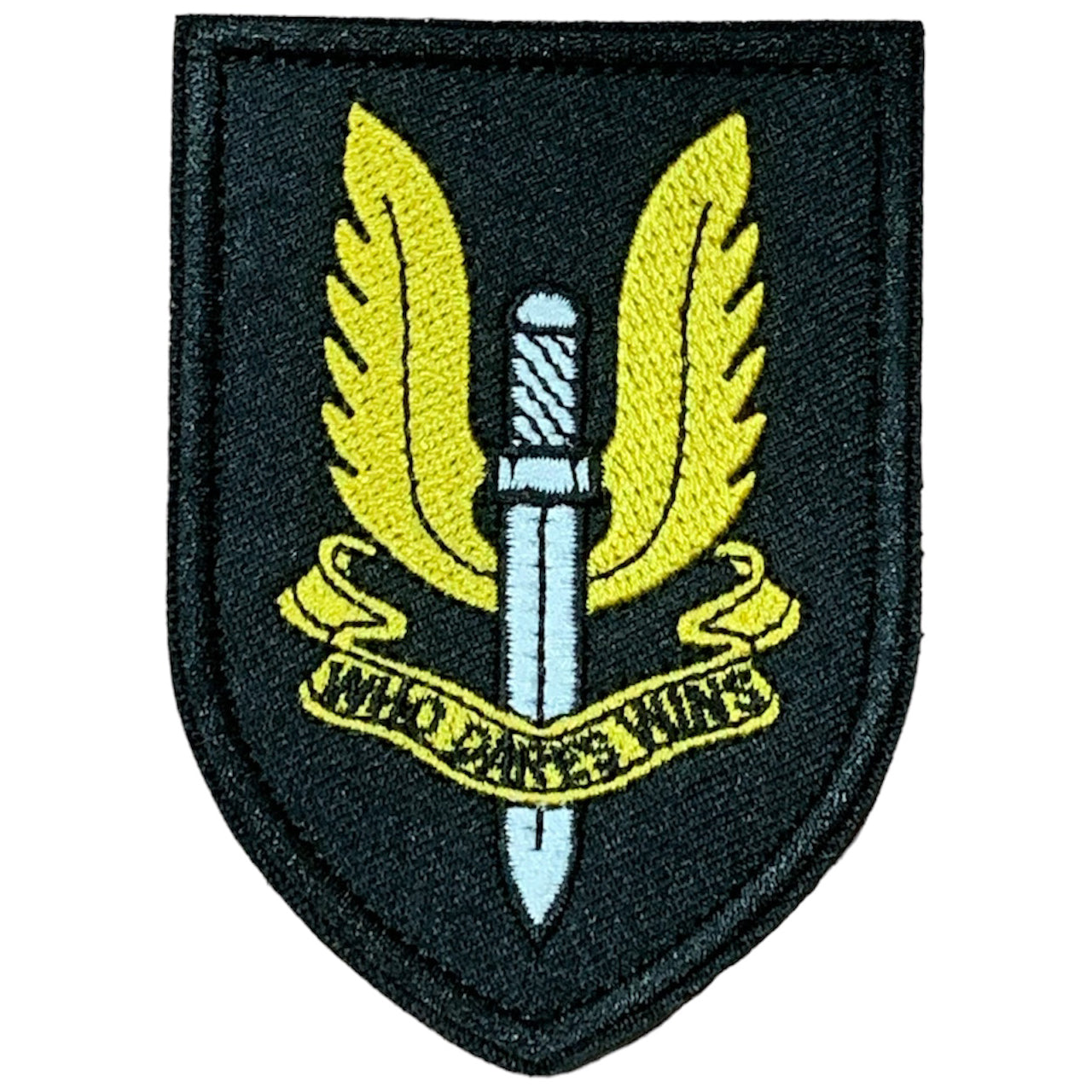 Who Dares Wins Embroidery Morale Patch Hook & Loop Black – Defence Q Store