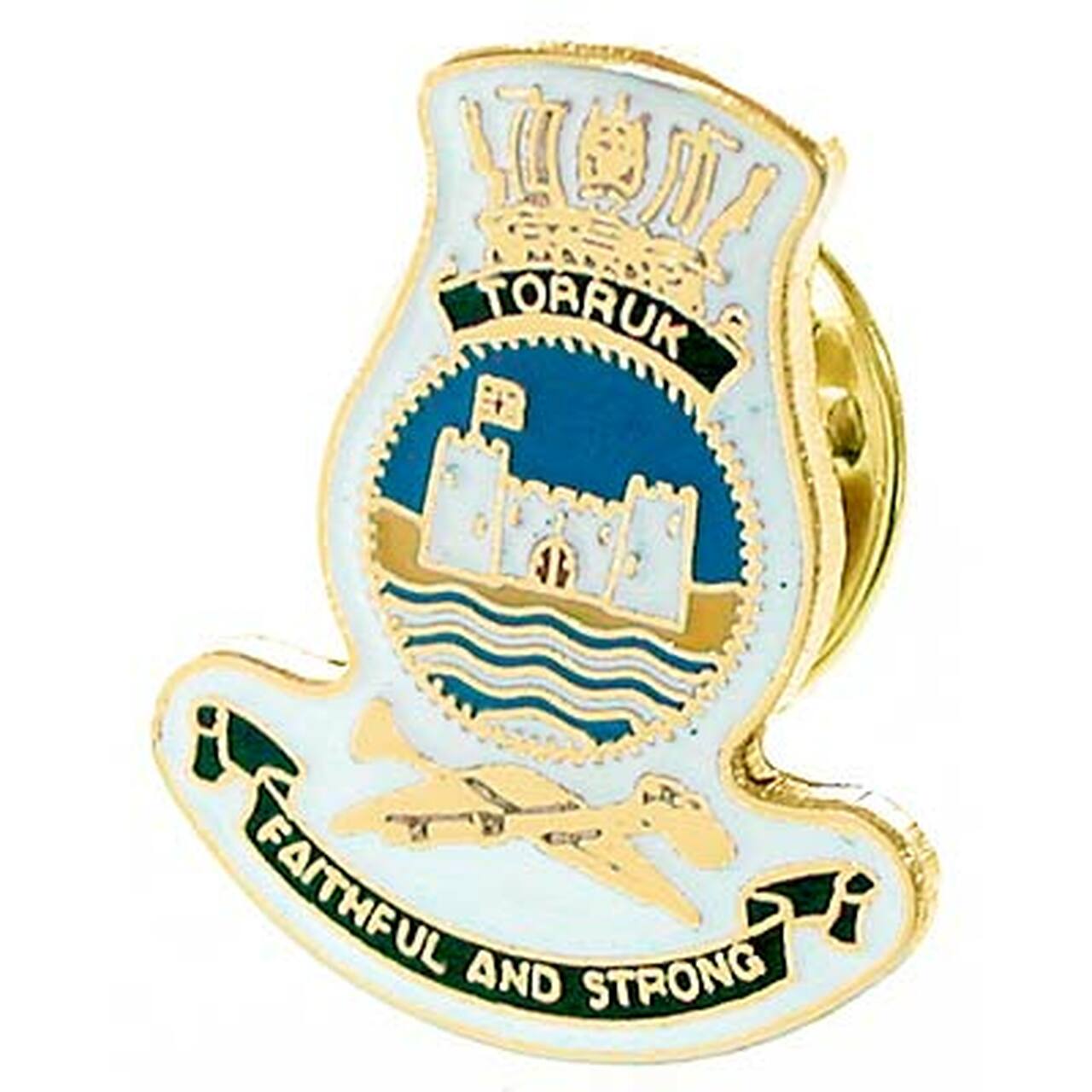 HMAS Tobruk 20mm full colour enamel lapel pin.  This beautiful gold plated lapel pin will look great on both you jacket or on your cap.