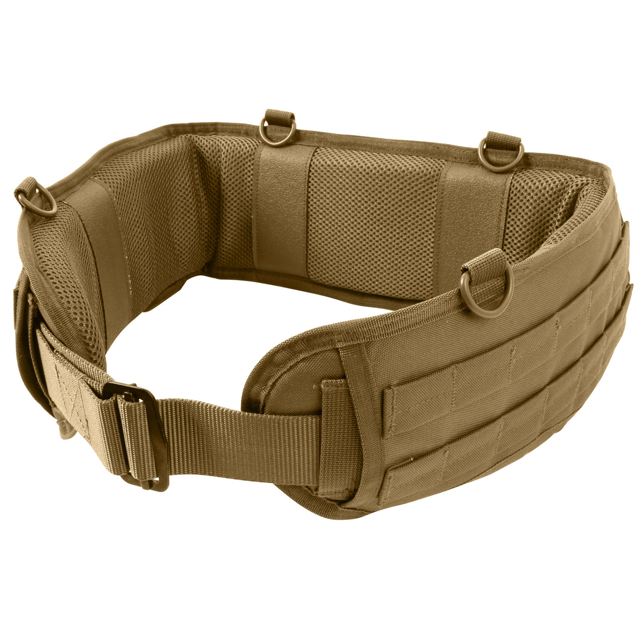 The Rothco Battle Belt is made of a polyester, padded, mesh material and features a non-slip interior (does not include inner belt), two rows of web loops on outer belt, 4 D-ring attachment points, and two openings for drop leg platform or holster. Dimensions: Medium = Length 40" Width 6" (Fits 30-34" Waist) Large = Length 43" Width 6" (Fits 36-40" Waist) www.defenceqstore.com.au