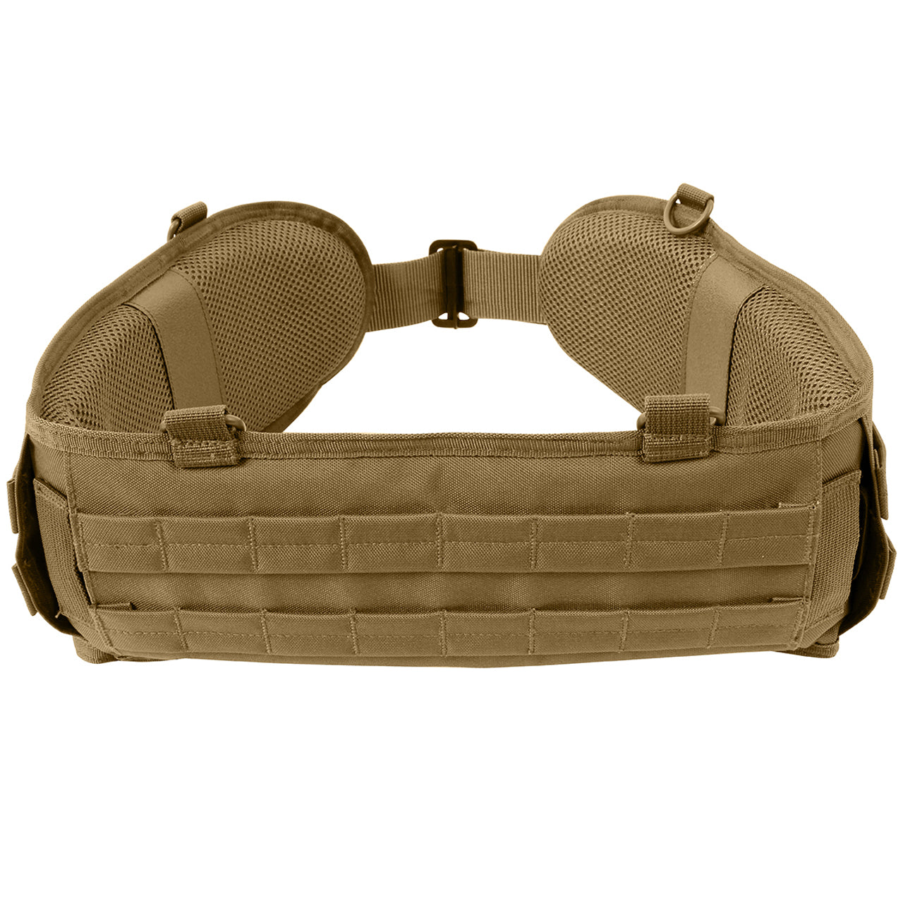 The Rothco Battle Belt is made of a polyester, padded, mesh material and features a non-slip interior (does not include inner belt), two rows of web loops on outer belt, 4 D-ring attachment points, and two openings for drop leg platform or holster. Dimensions: Medium = Length 40" Width 6" (Fits 30-34" Waist) Large = Length 43" Width 6" (Fits 36-40" Waist) www.defenceqstore.com.au