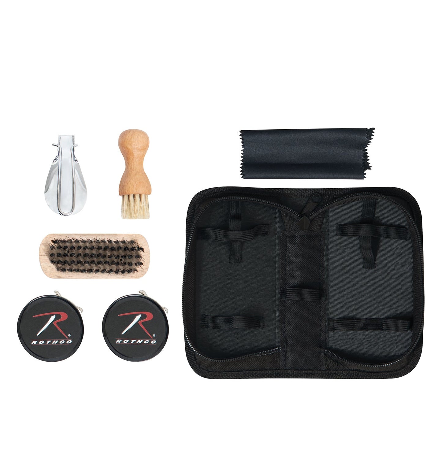 Rothco’s Compact Shoe Care Kit contains everything you need to fix and enhance the shine of your favorite uniform shoes and boots.